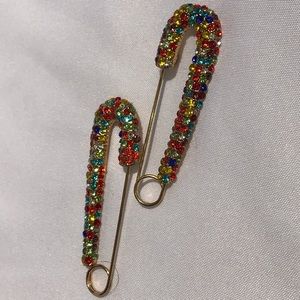 Crystal Safety Pin Earrings